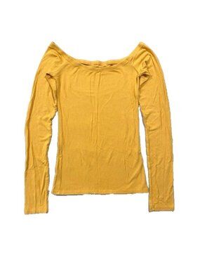 HOLLISTER Slim Tee Off Shoulder X-Small Mustard Yellow‎ Long Sleeve Boho Basic